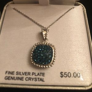 Fine Silver Plated Genuine Royal Blue Crystal SET